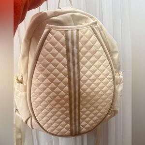 Elegant Cream Quilted Tennis Backpack